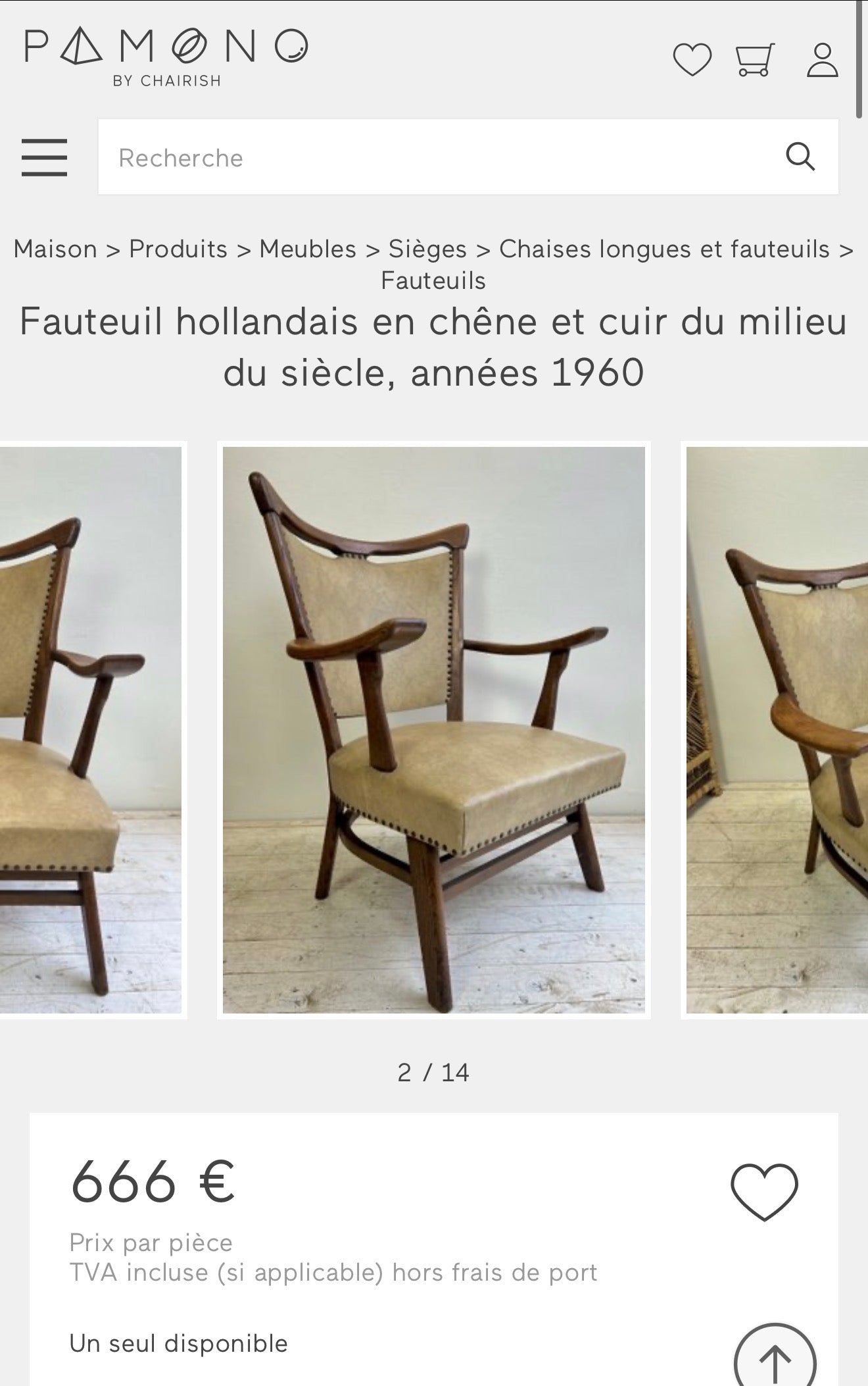 Fauteuil hollandais en chêne 1960