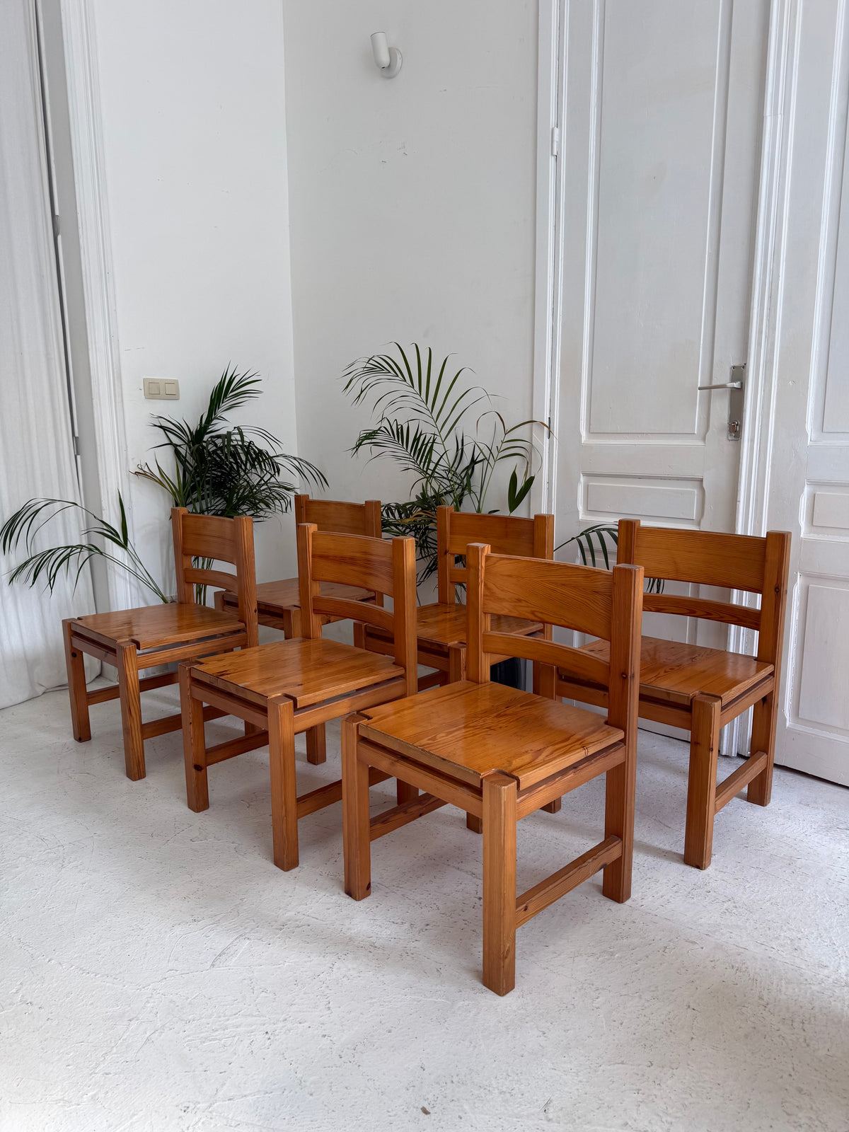 6 chaise vintage en bois