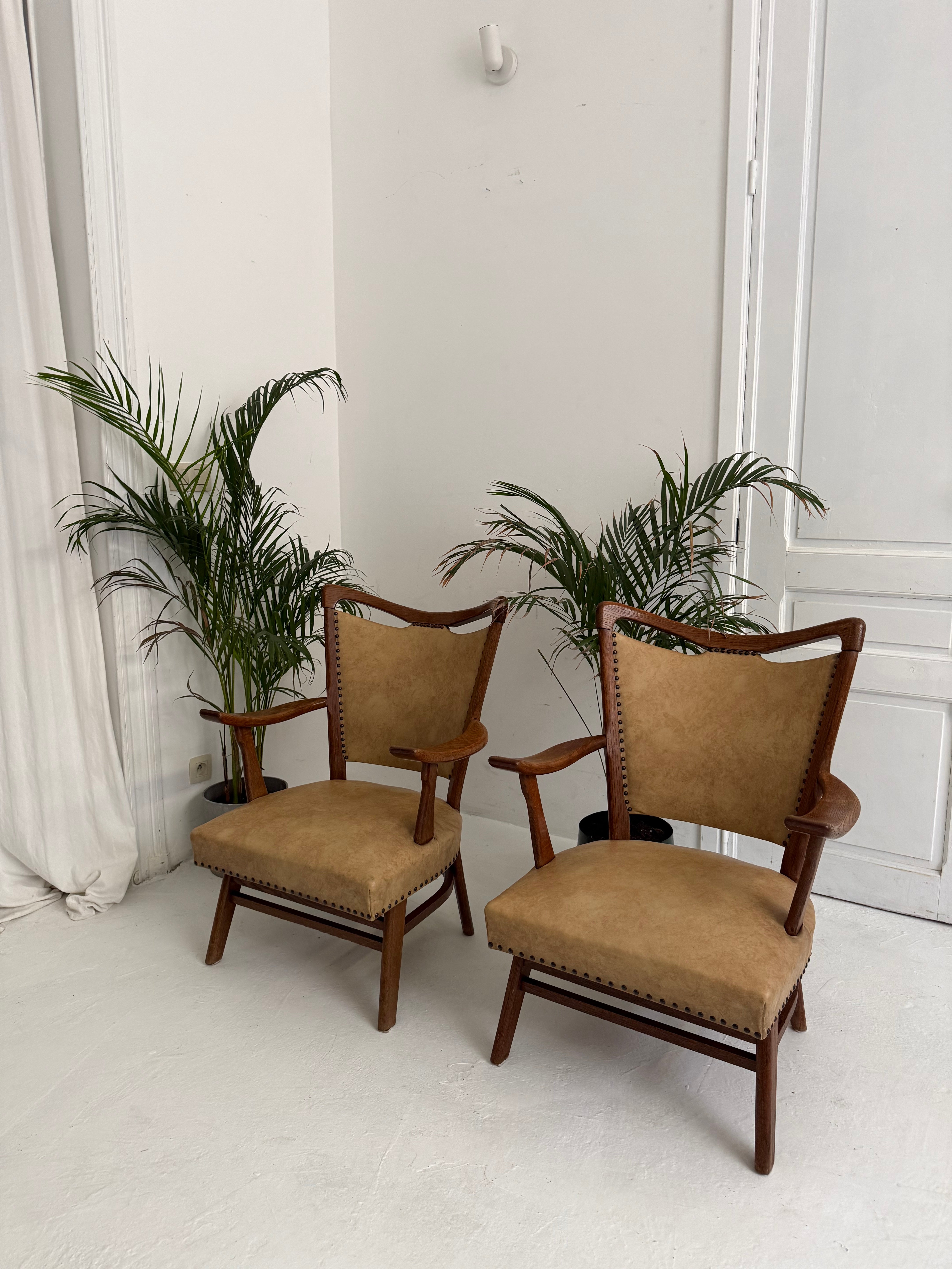 Fauteuil hollandais en chêne 1960