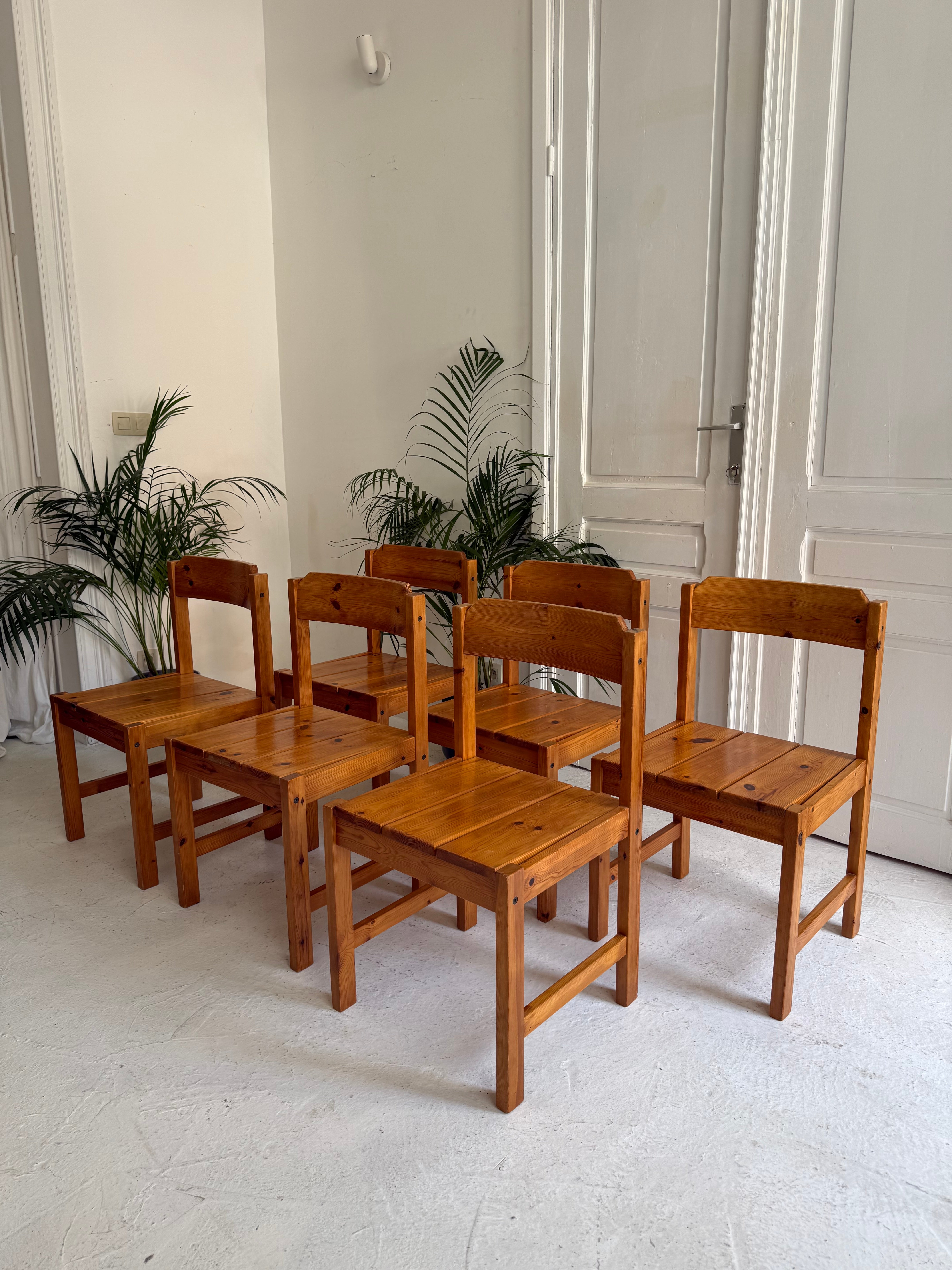 6 chaises vintage en bois