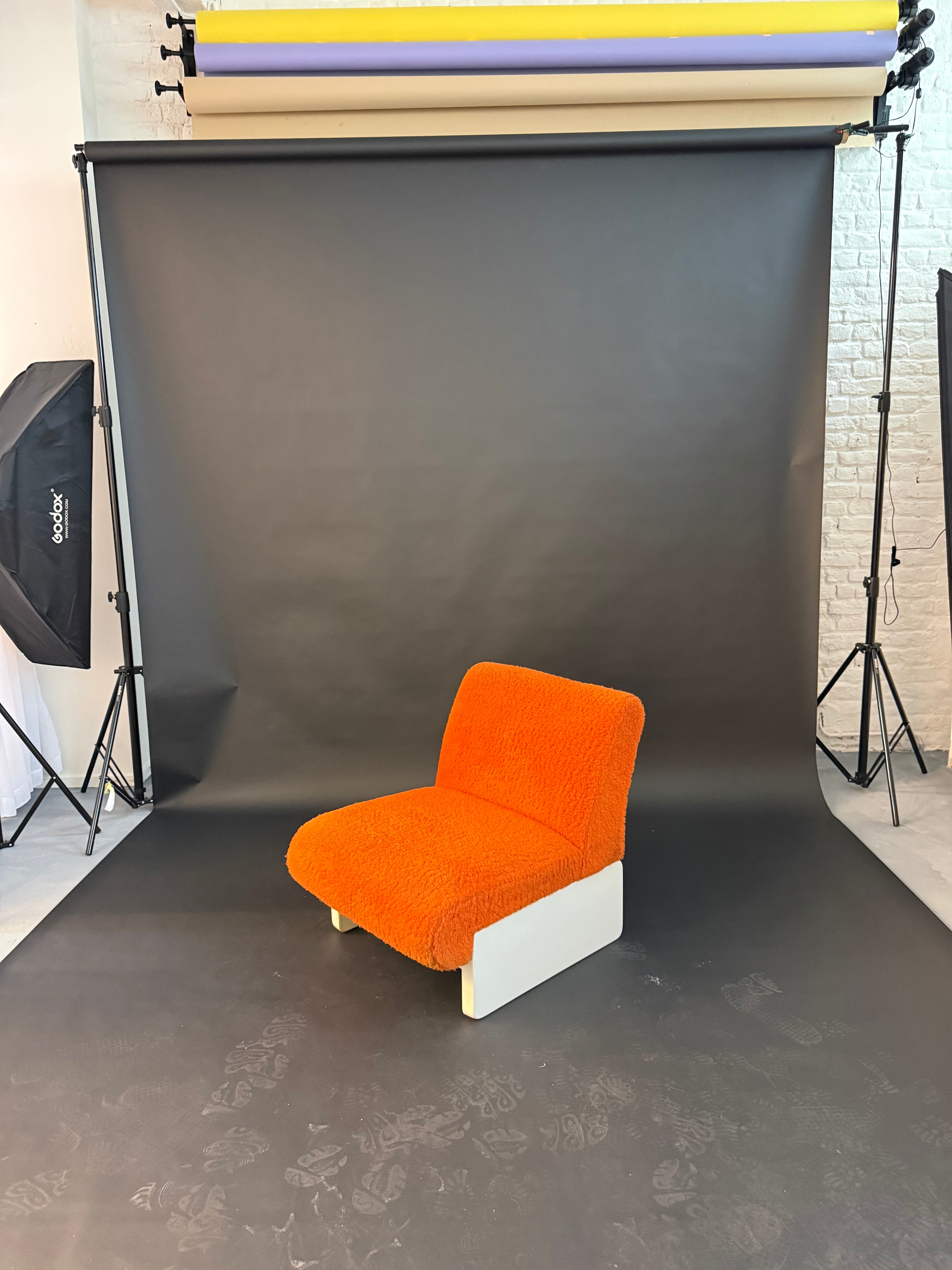 Fauteuil orange en laine Space âge