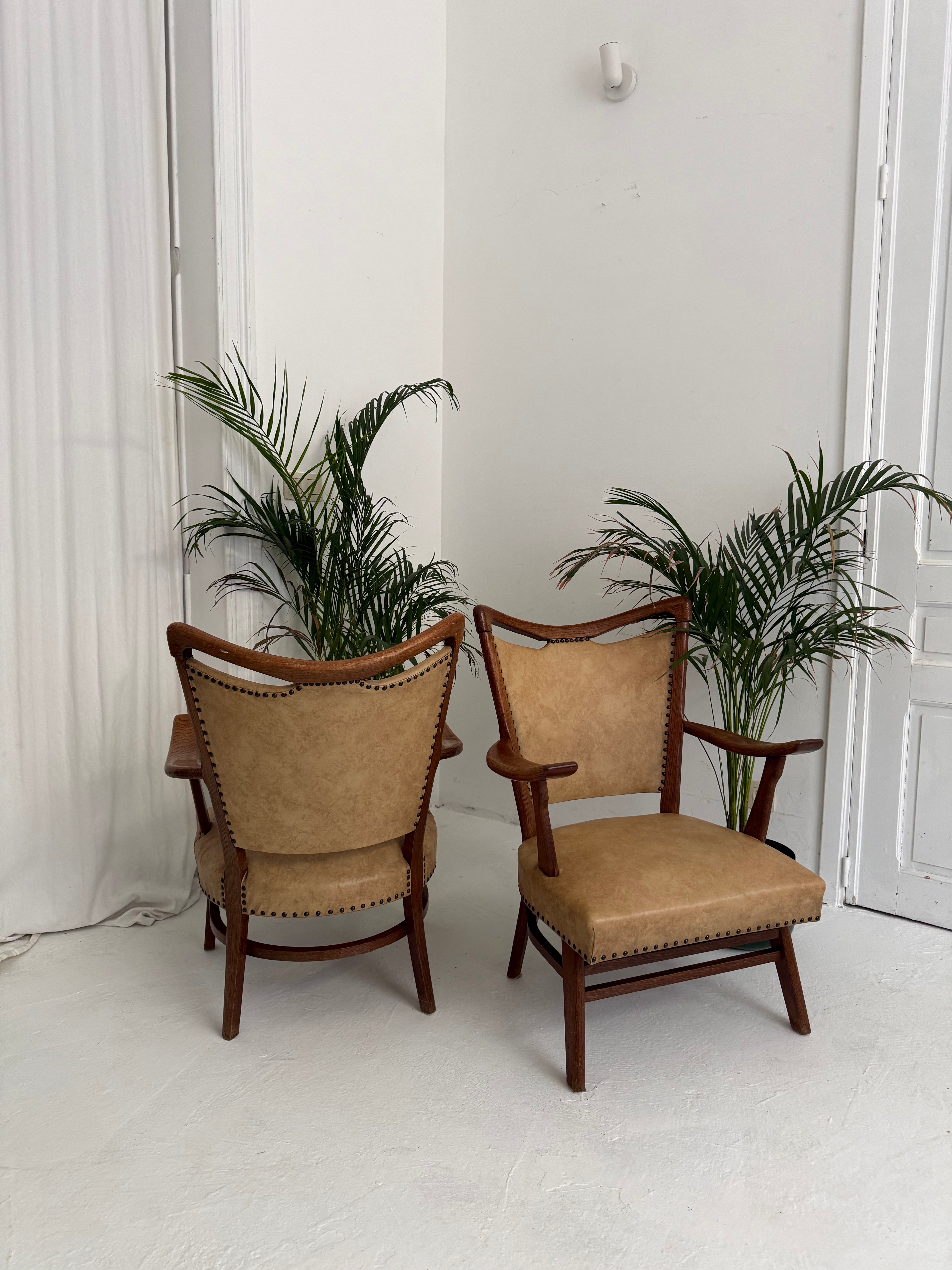 Fauteuil hollandais en chêne 1960