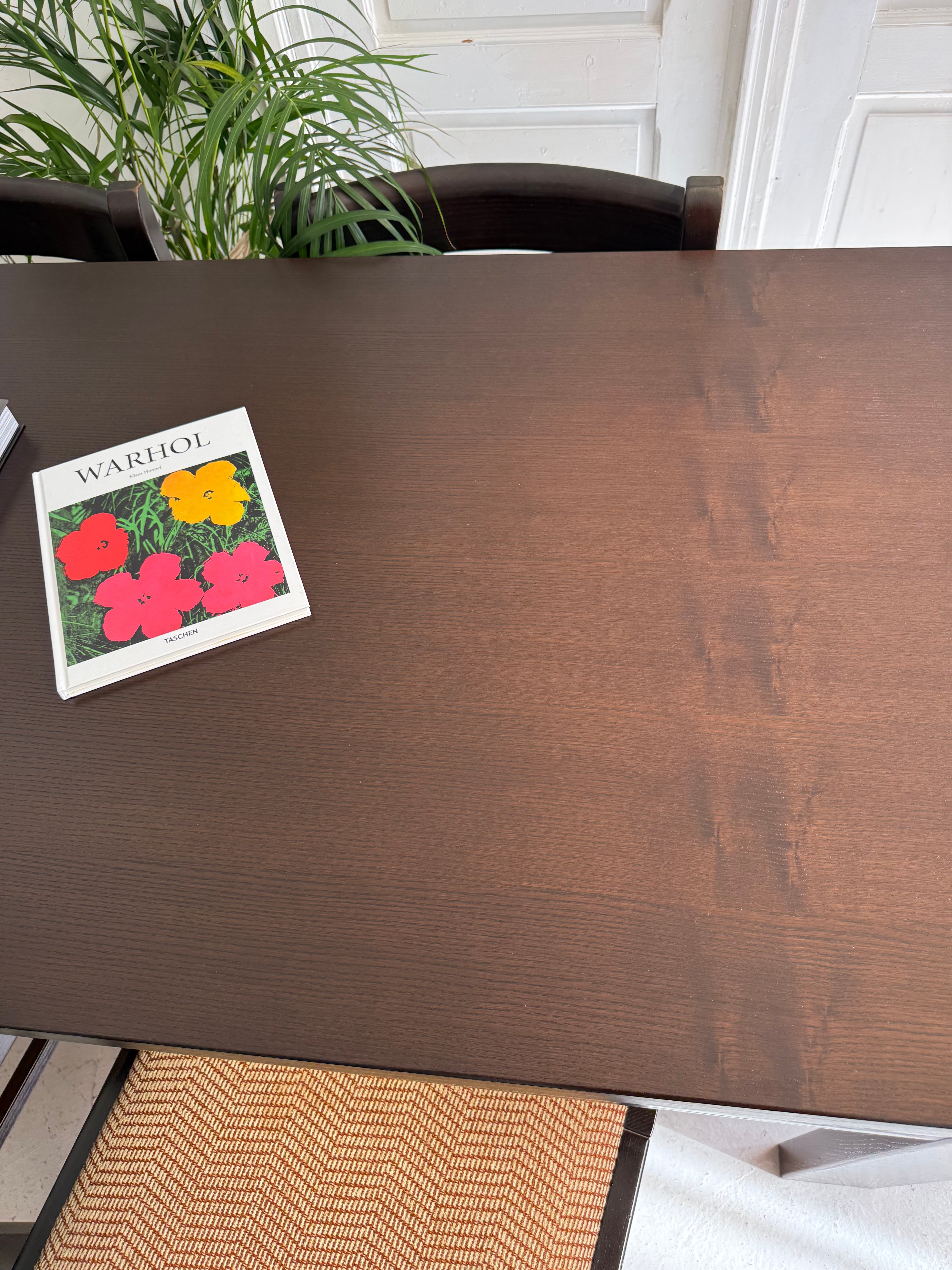 Table + 6 chaises vintage marron foncé