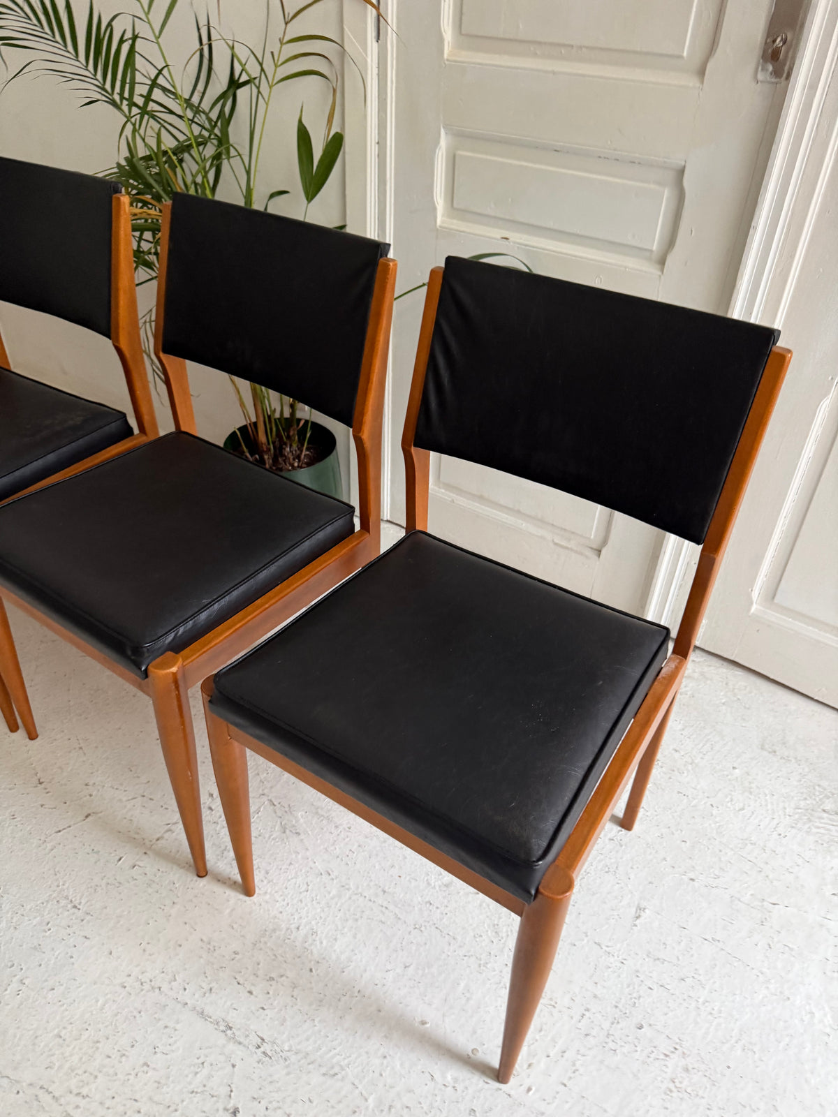 4 chaise vintage en bois 1970