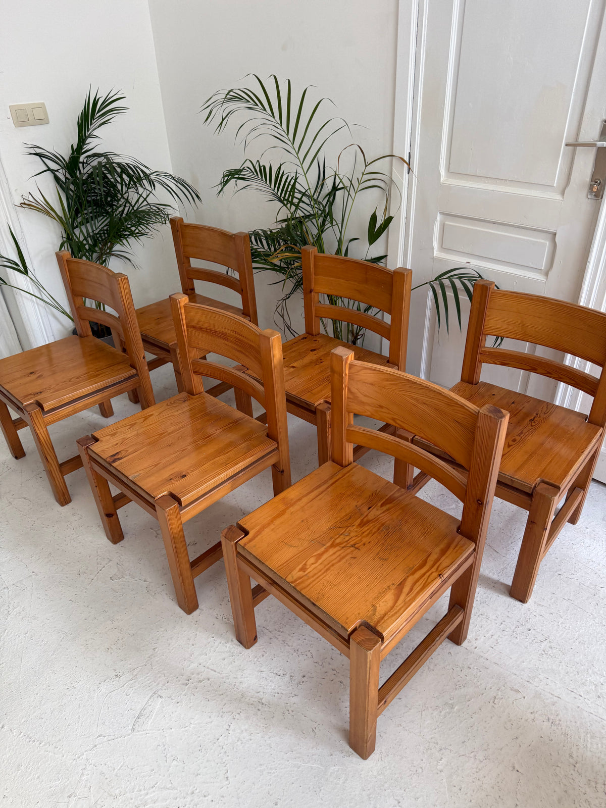 6 chaise vintage en bois
