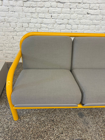 Fauteuil 3 places tubulaire jaune et gris