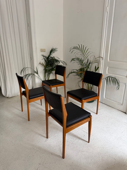 4 chaise vintage en bois 1970