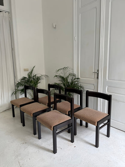 6 chaises vintage en bois massif