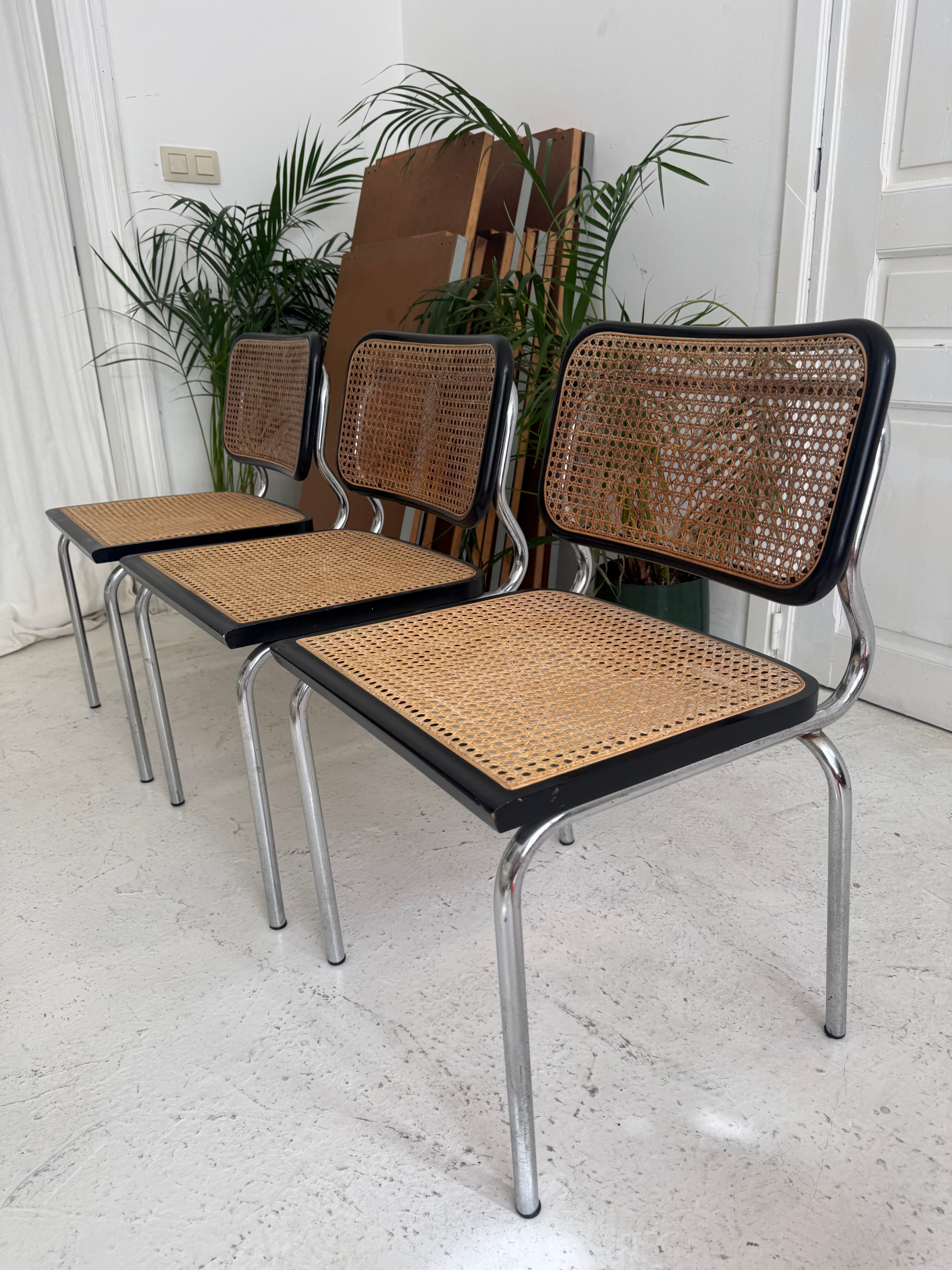3 chaises vintage cesca