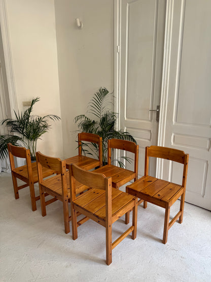 6 chaises vintage en bois