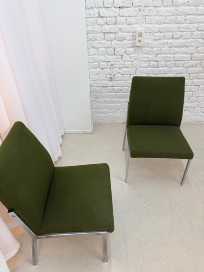 2 fauteuils vintage en tissu et chrome 1970
