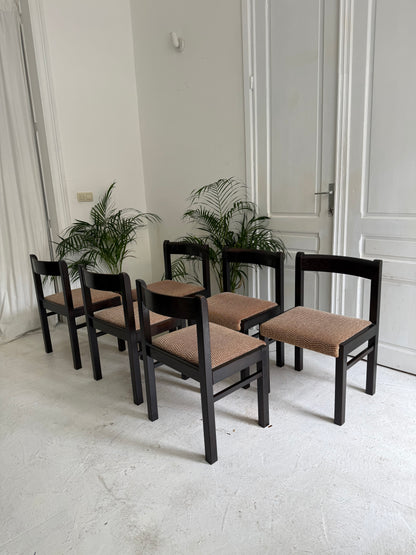 6 chaises vintage en bois massif