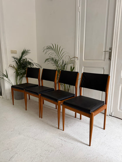 4 chaise vintage en bois 1970