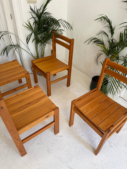 4 chaise en bois vintage