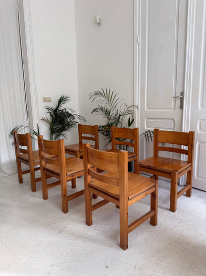6 chaise vintage en bois