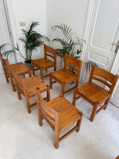 6 chaise vintage en bois