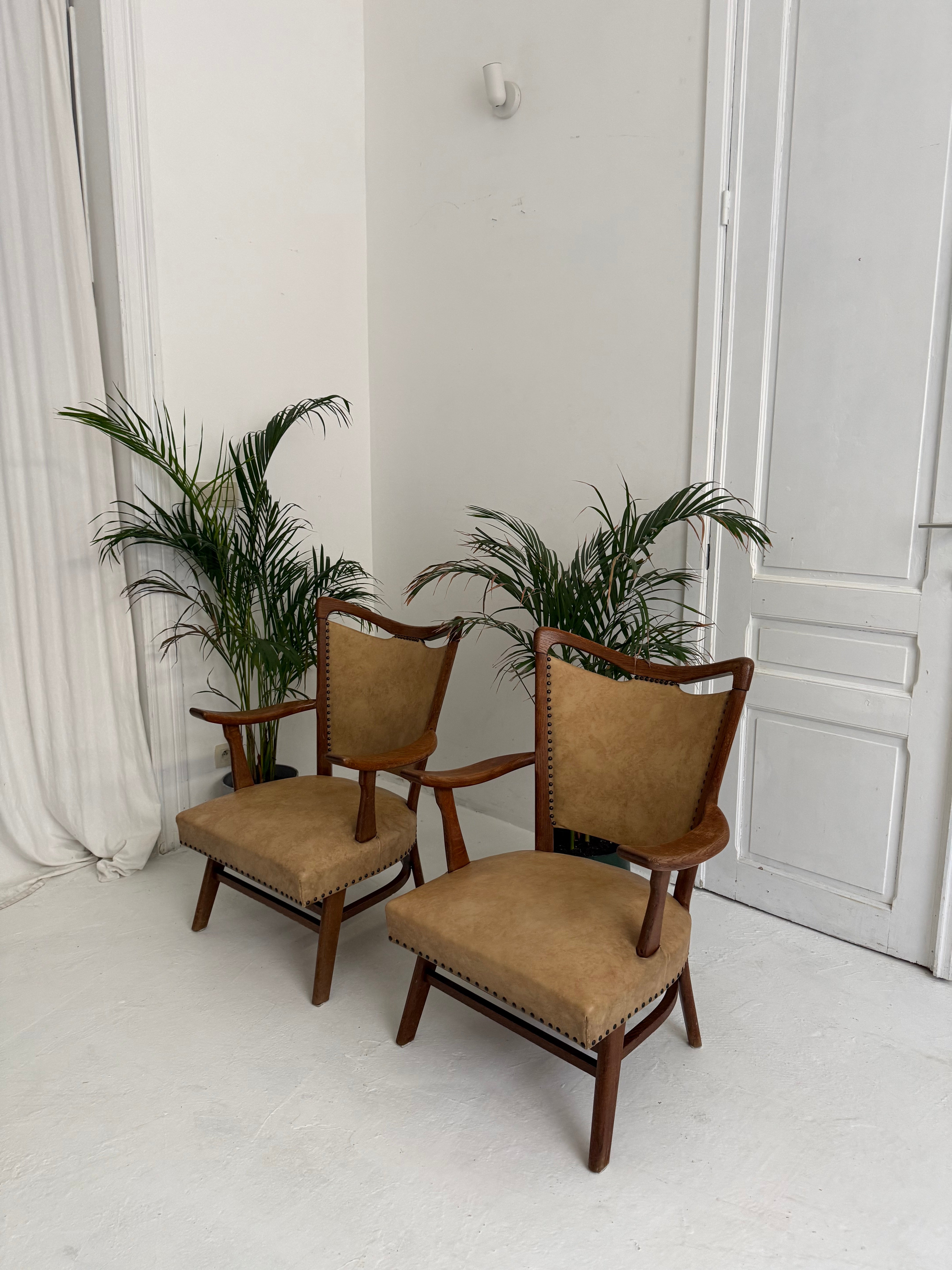 Fauteuil hollandais en chêne 1960