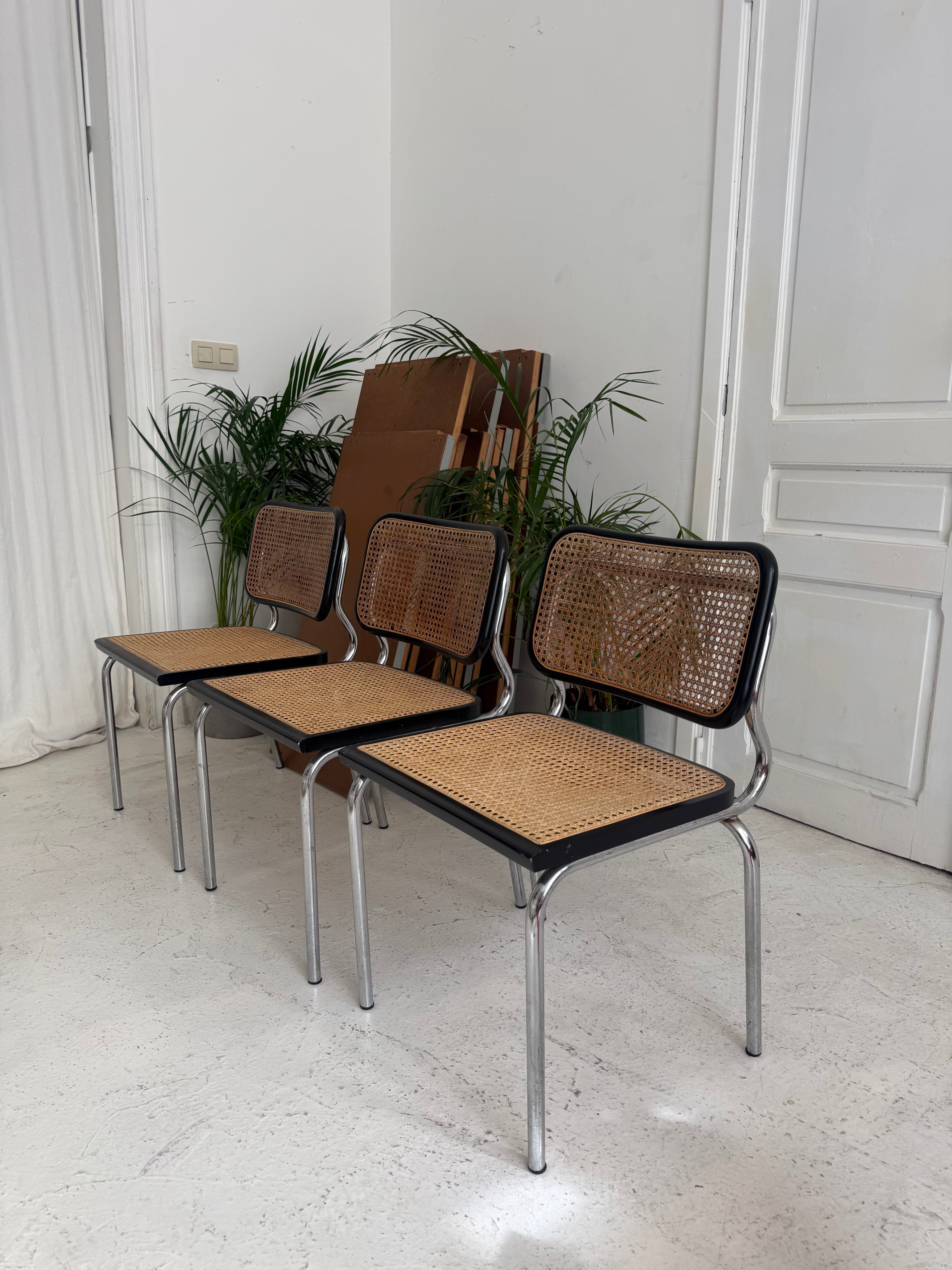3 chaises vintage cesca