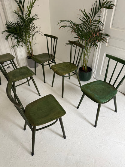 6 chaises vintage de bistro 1950