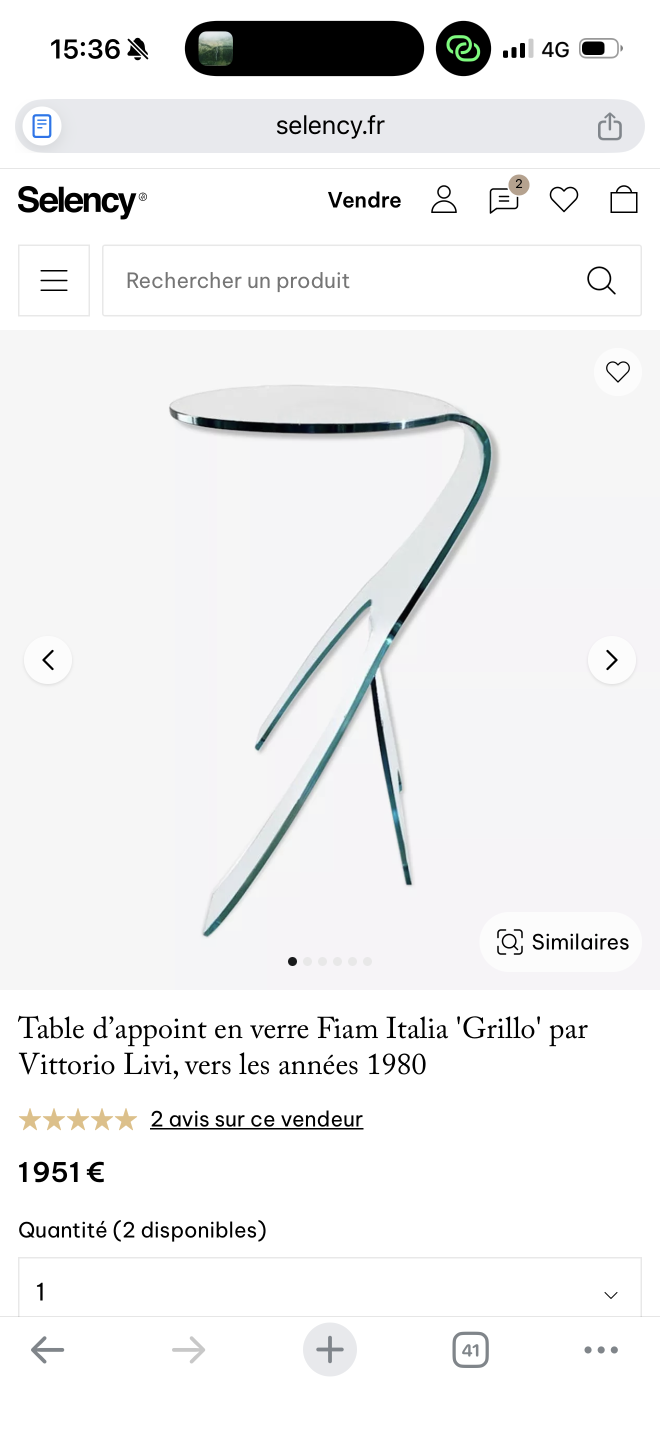 Table d’appoint en verre
