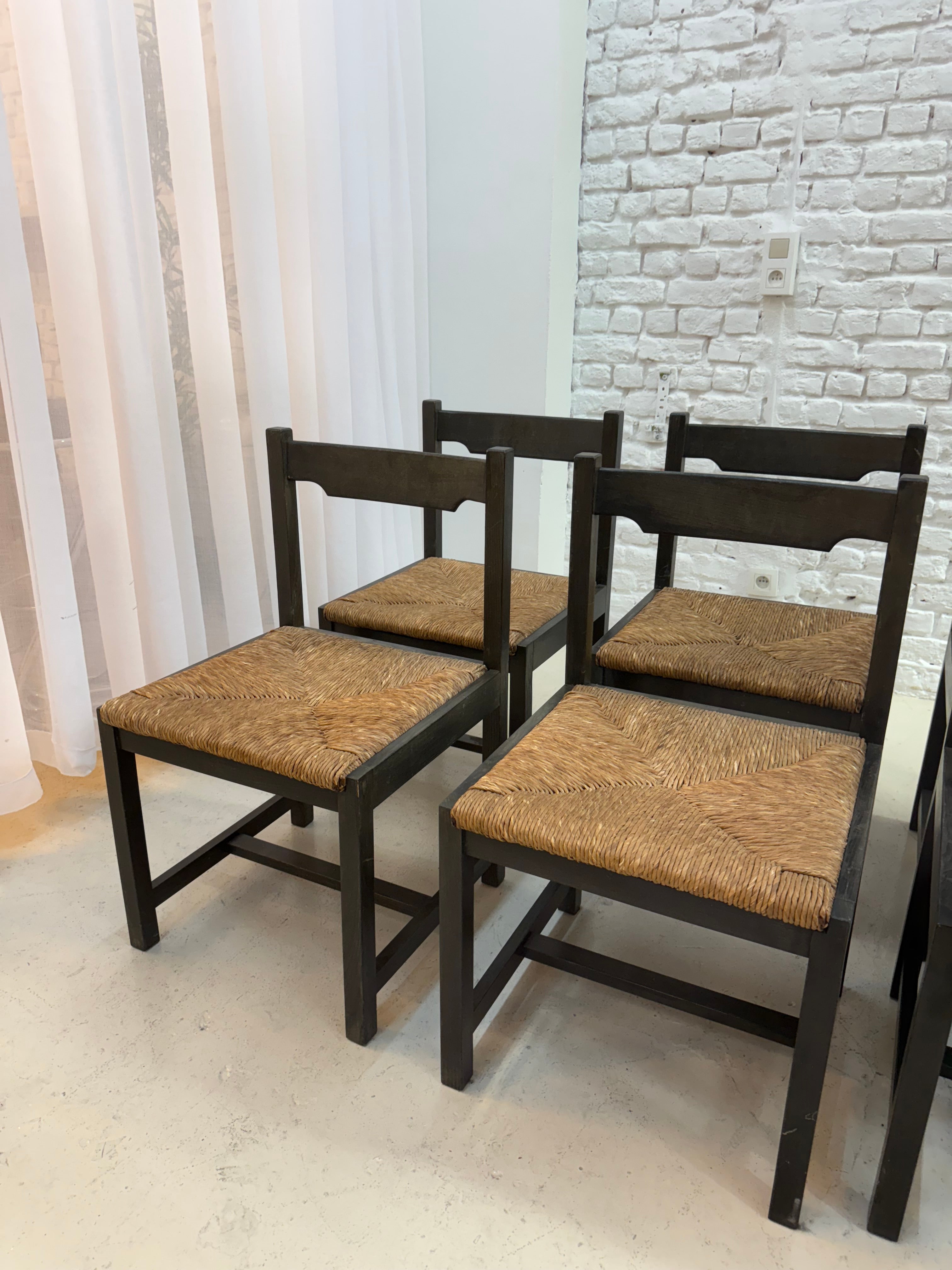 6 chaises vintage en bois 1960