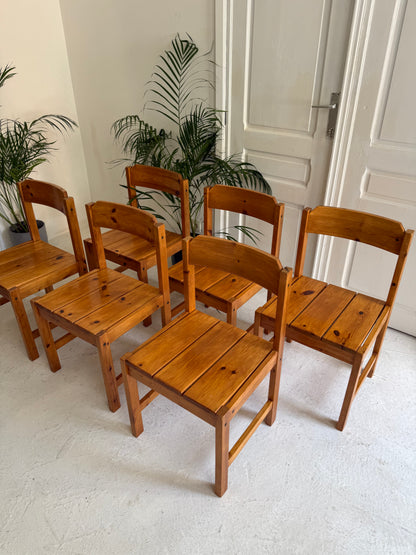 6 chaises vintage en bois