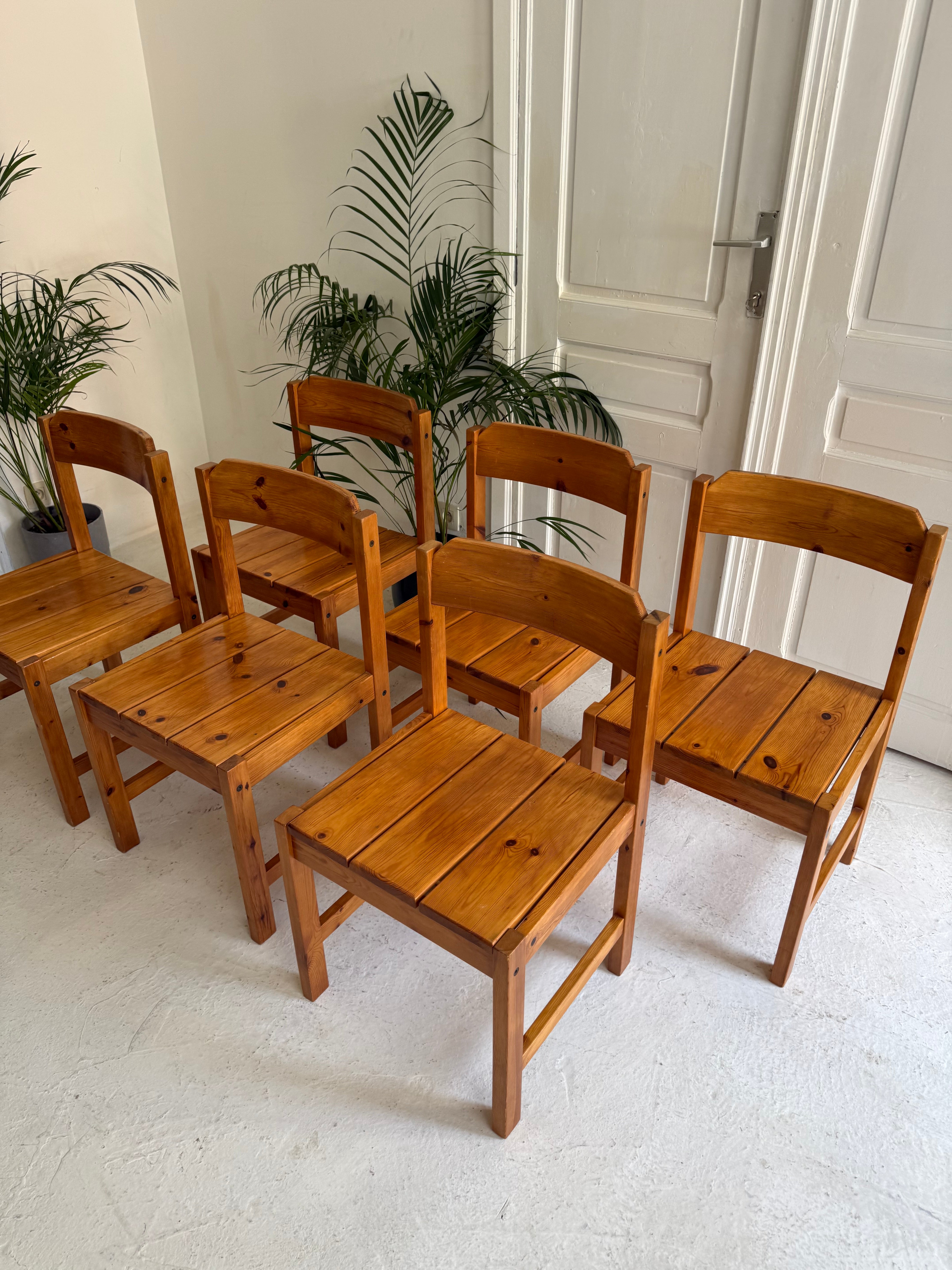 6 chaises vintage en bois