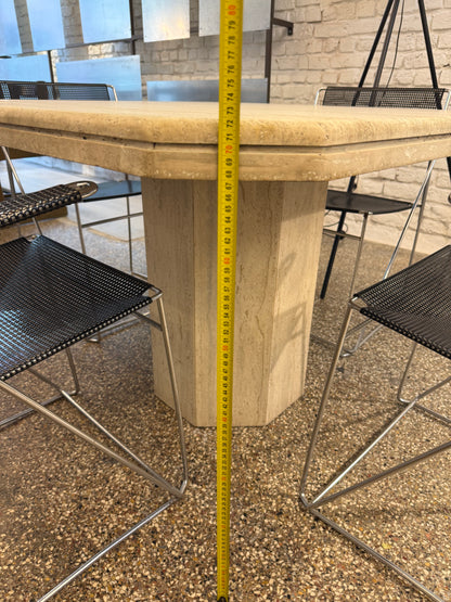 Table carré en travertin vintage