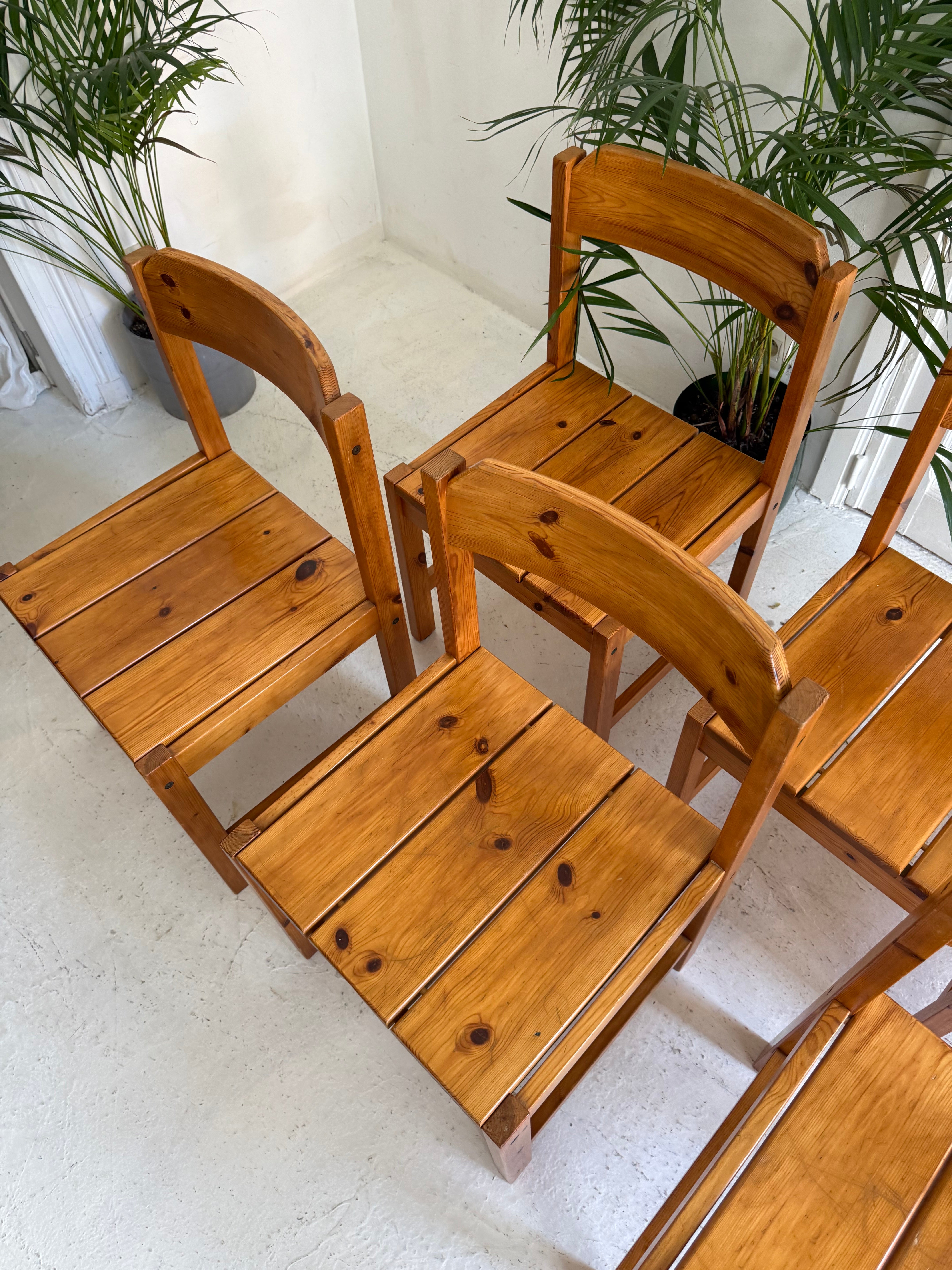 6 chaises vintage en bois