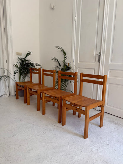 4 chaise en bois vintage
