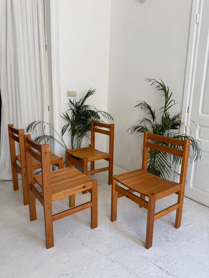 4 chaise en bois vintage