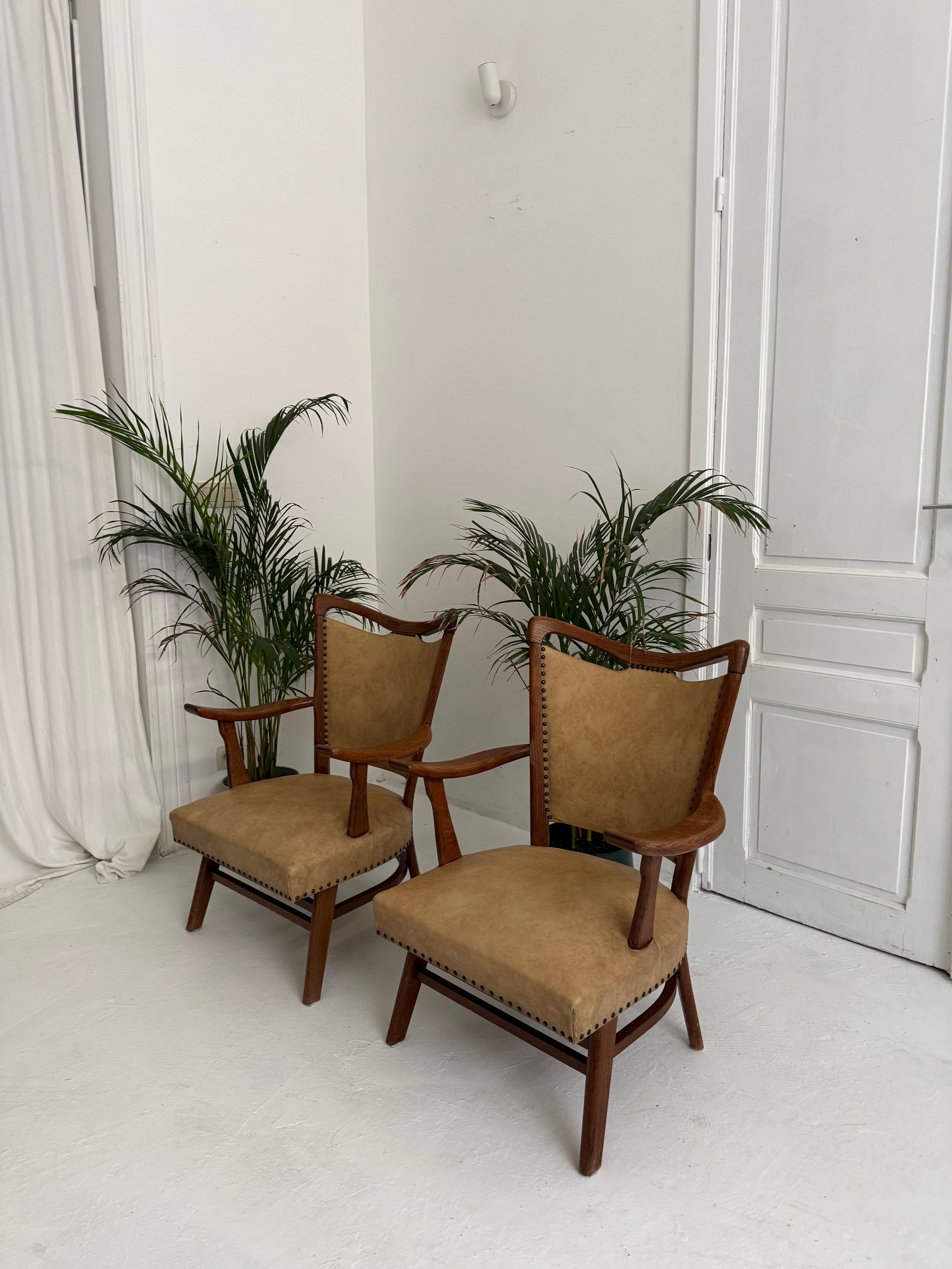Fauteuil hollandais en chêne 1960