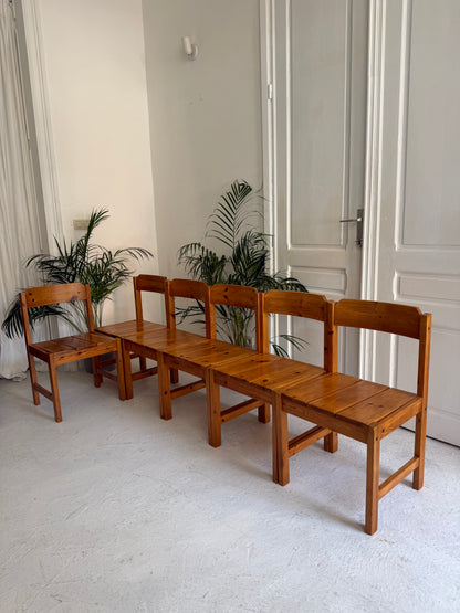 6 chaises vintage en bois