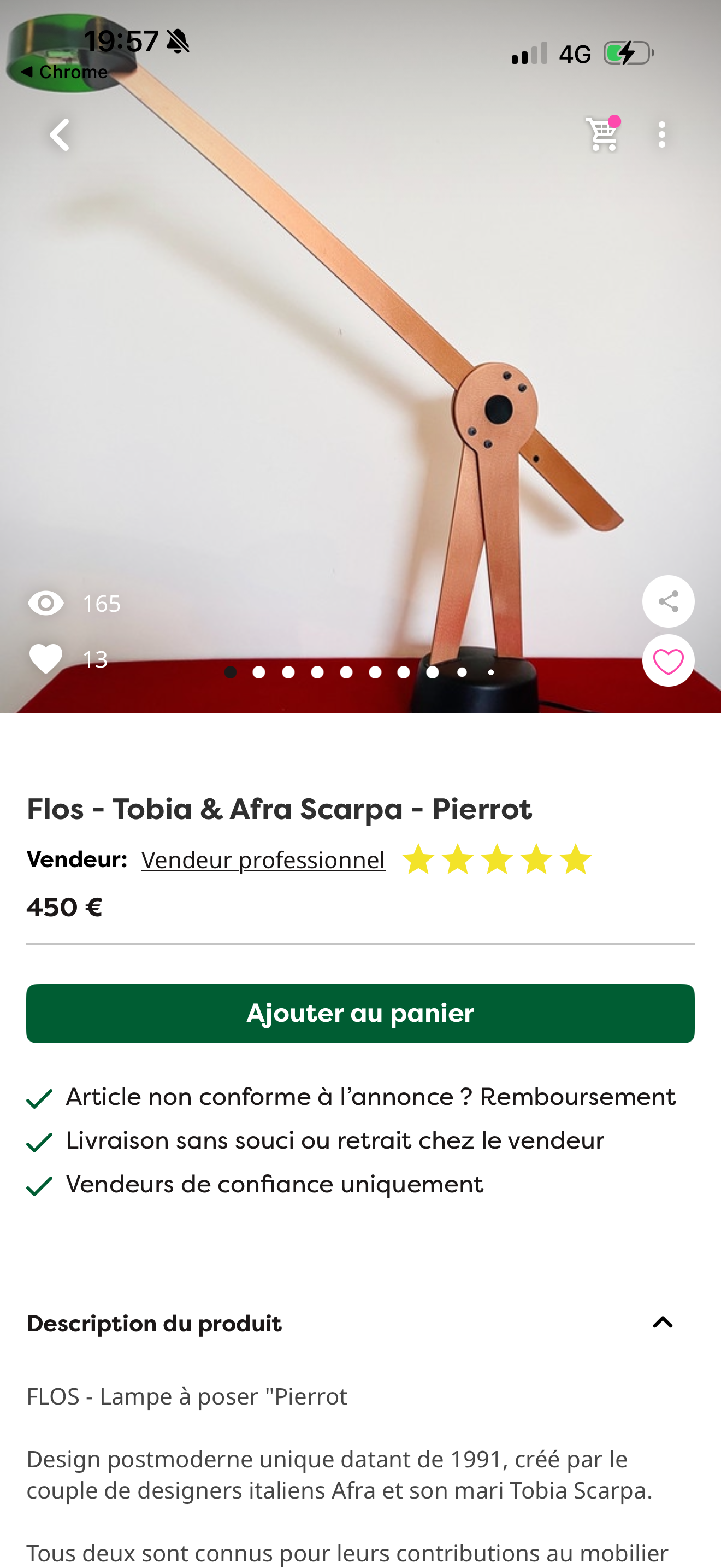 Tobia Scarpa Pierrot pour Flos