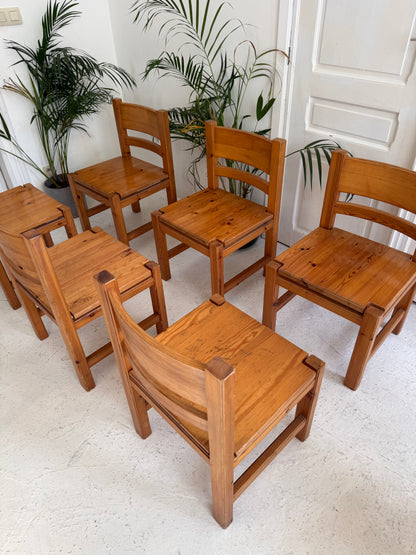 6 chaise vintage en bois
