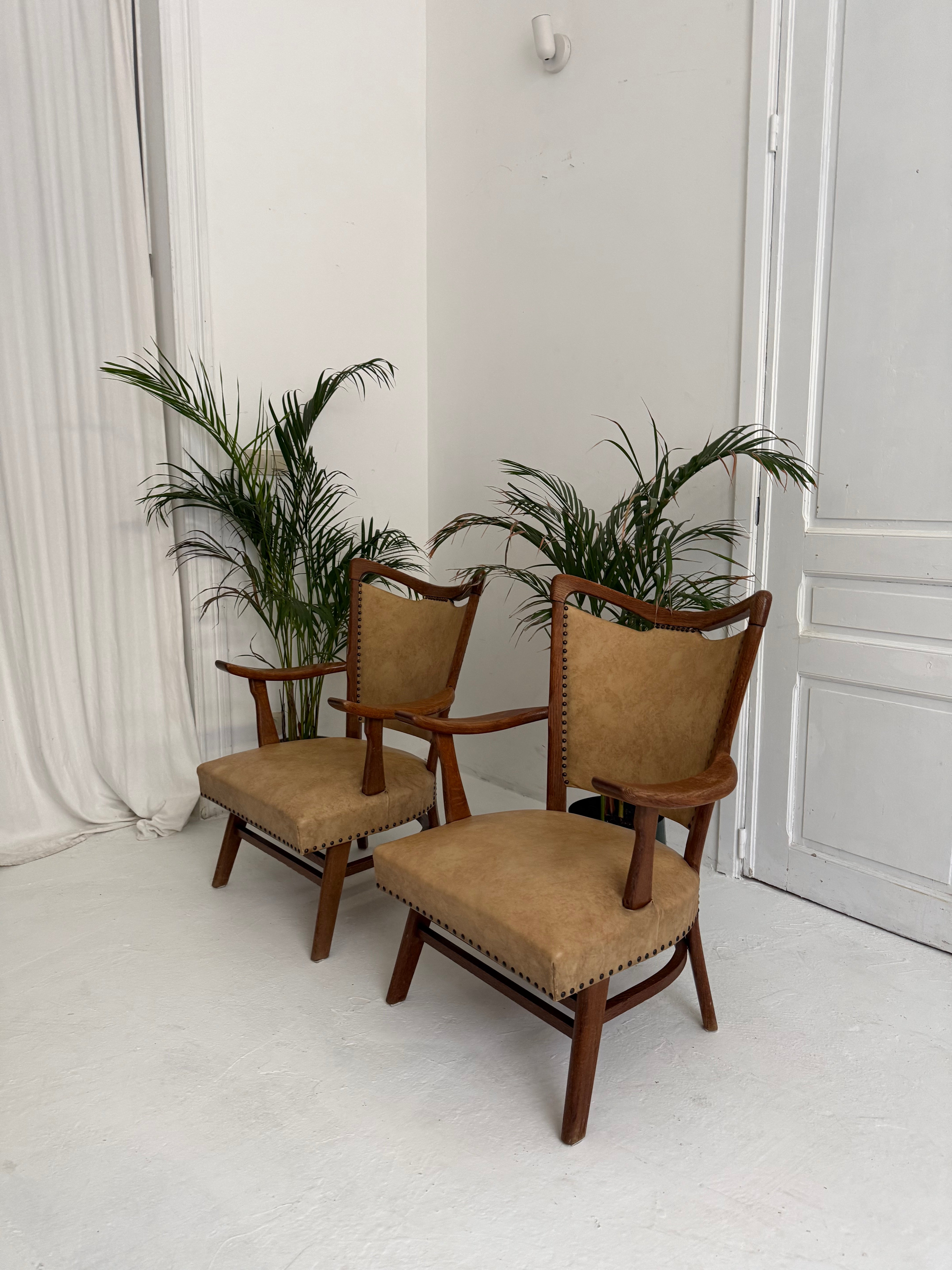 Fauteuil hollandais en chêne 1960
