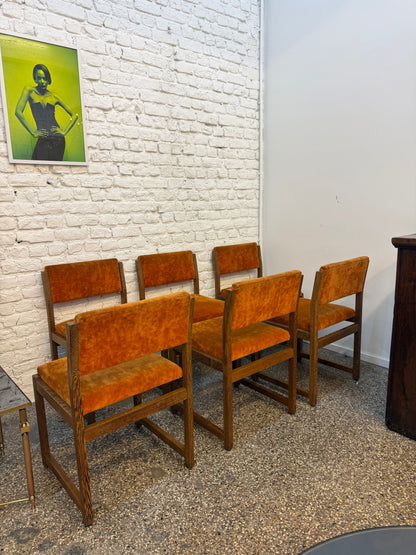 6 chaises en tissus et palissandre