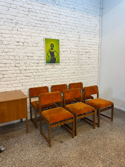 6 chaises en tissus et palissandre