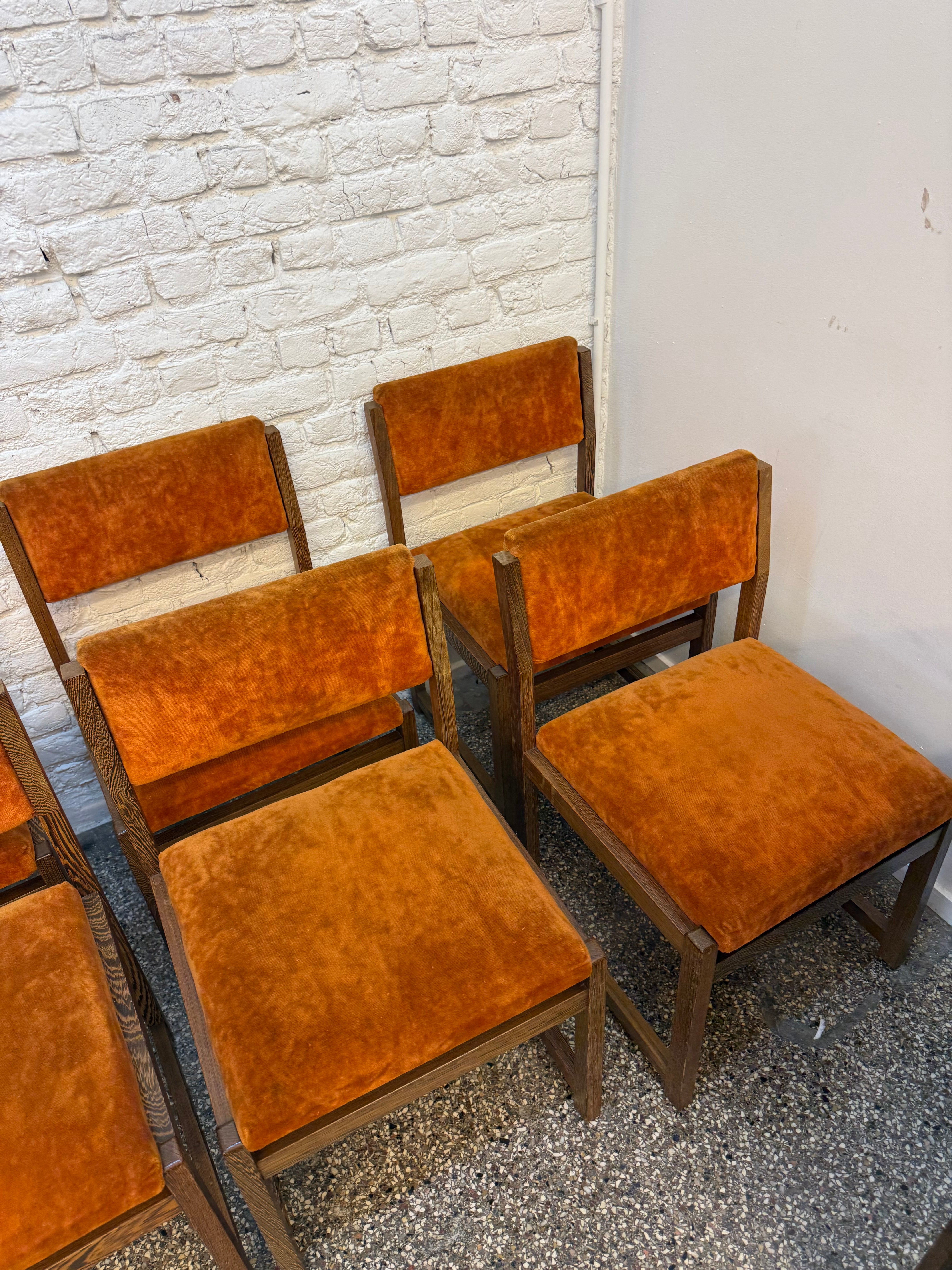 6 chaises en tissus et palissandre