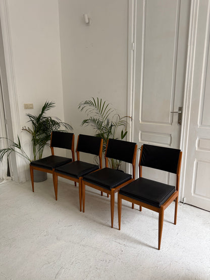 4 chaise vintage en bois 1970