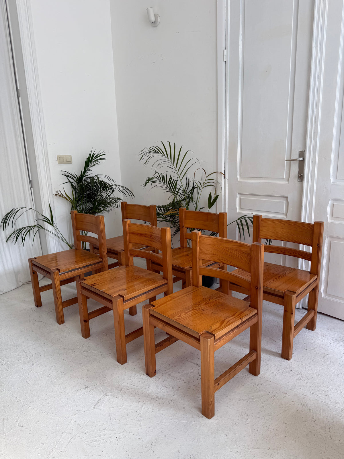 6 chaise vintage en bois