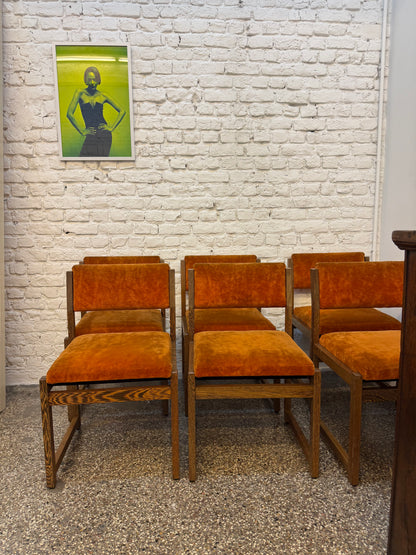 6 chaises en tissus et palissandre