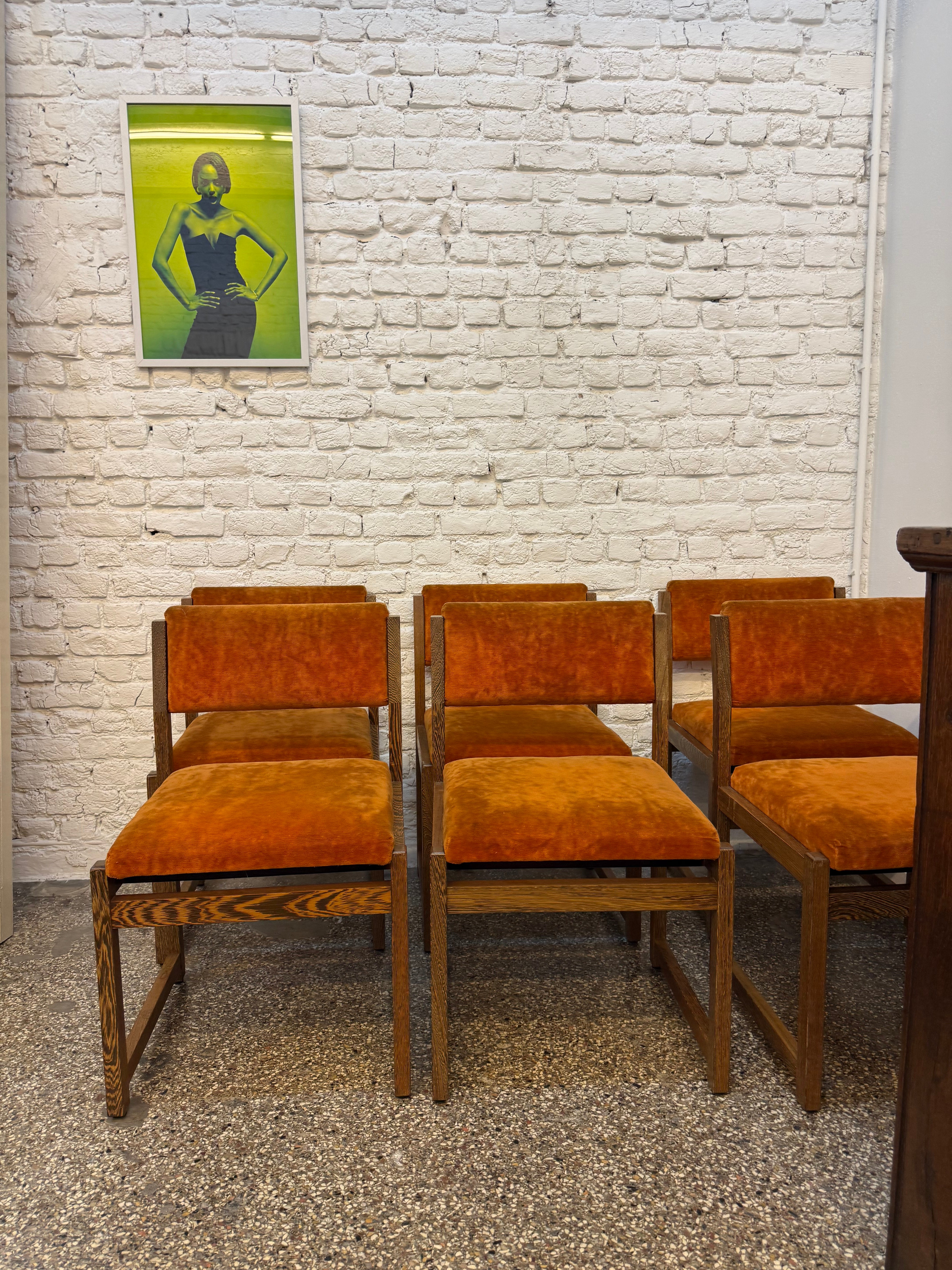 6 chaises en tissus et palissandre